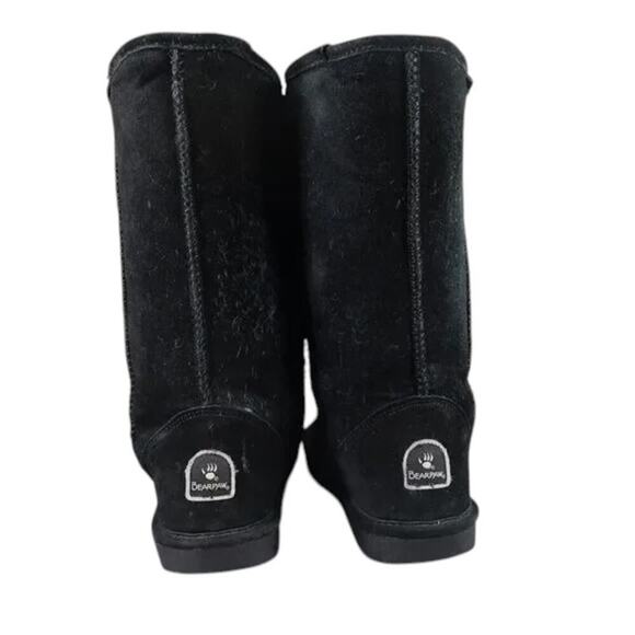 Bearpaw Shoes Women 9 Boot Winter Tall Emma Leather Sheepskin Warm Comfort Black - Picture 6 of 16